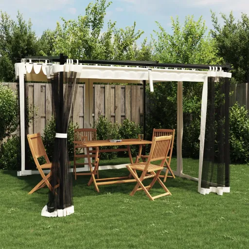 Gazebo com Paredes de Malha 3x3 m Aço Creme