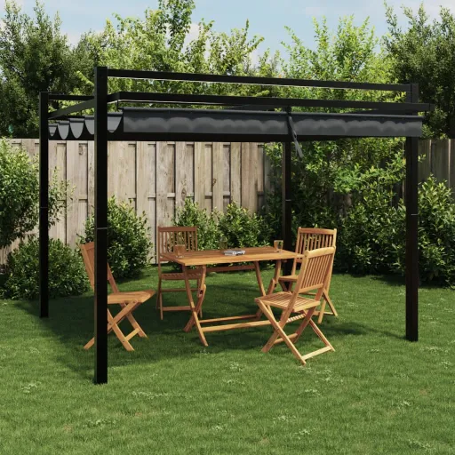 Gazebo de Jardim com Teto Retrátil 3x3 m Alumínio Antracite