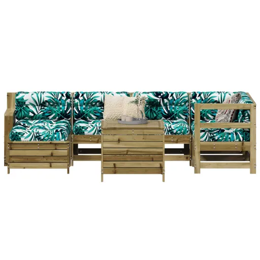 Conjunto Sofás Jardim Madeira de Pinho Impregnada (7 pcs)