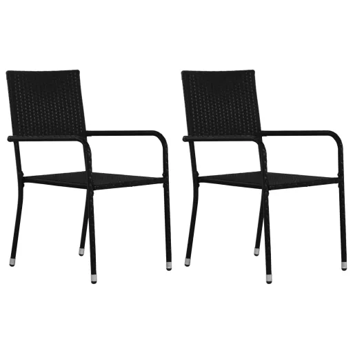 Cadeiras de Jantar Empilháveis para Jardim   Vime PE Preto (2 pcs)