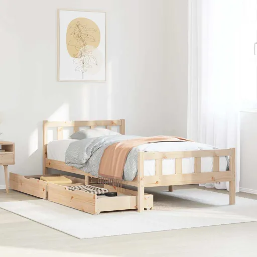Cama Sem Colchão 90x190 cm Madeira de Pinho Maciça