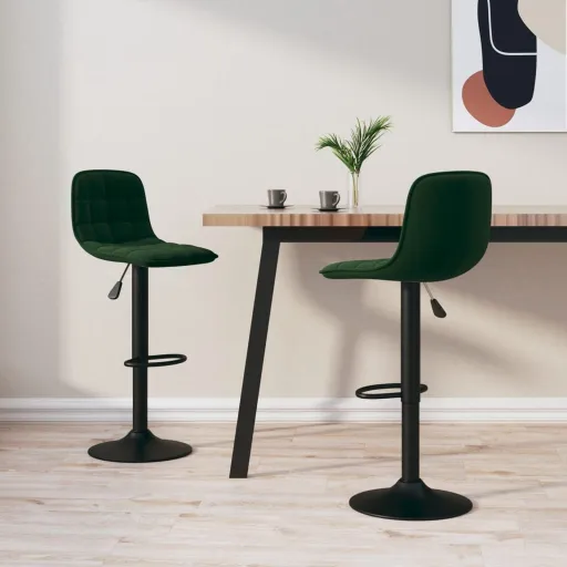 Bancos de Bar   Veludo Verde-Escuro (2 pcs)