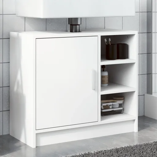 Armário de Lavatório 63x29x55 cm Derivados de Madeira Branco