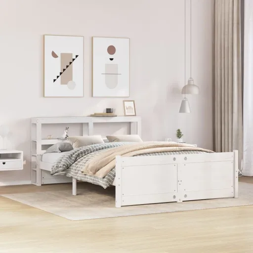 Estrutura de Cama c/ Cabeceira Sem Colchão 160x200 cm Branco