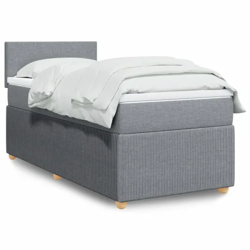 Cama com Molas/Colchão 80x200 cm Tecido Cinza-Claro