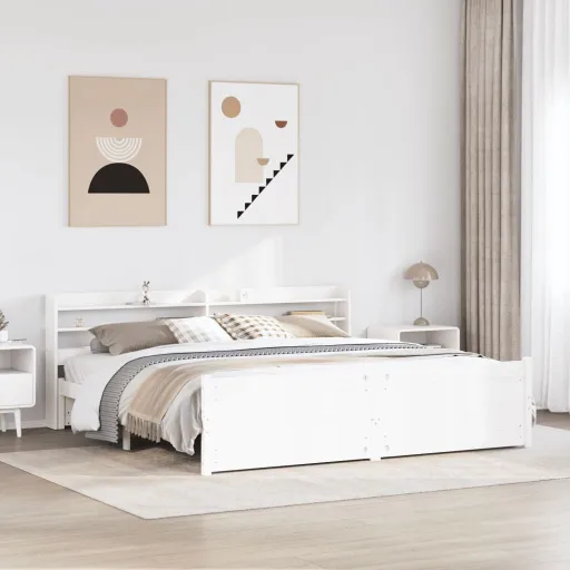 Estrutura de Cama c/ Cabeceira Sem Colchão 180x200 cm Branco