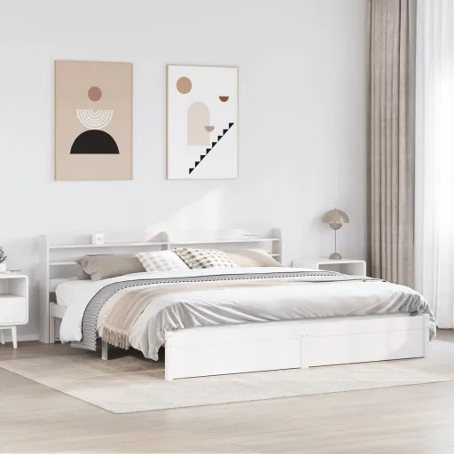 Estrutura de Cama c/ Cabeceira Sem Colchão 180x200 cm Branco