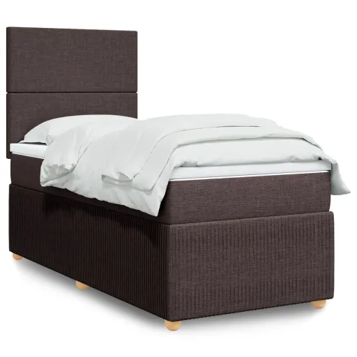 Cama com Molas/Colchão 80x200 cm Tecido Castanho-Escuro