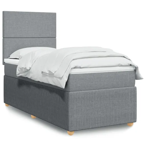 Cama com Molas/Colchão 80x200 cm Tecido Cinza-Claro