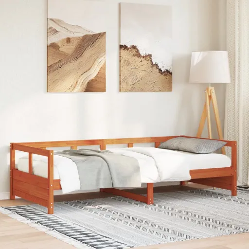 Sofá-Cama Sem Colchão 80x200 cm Madeira de Pinho Castanho Cera