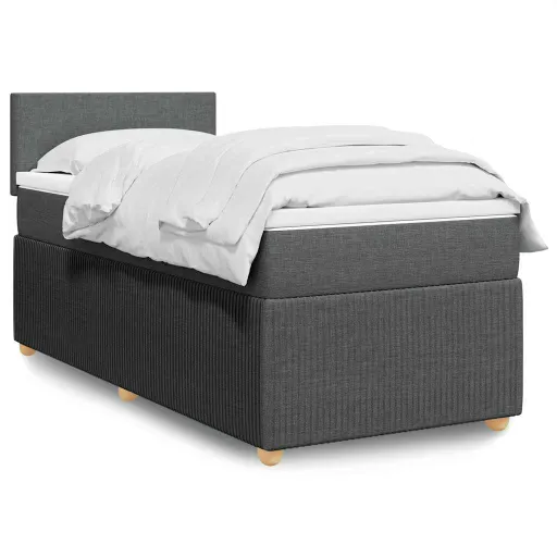 Cama com Molas/Colchão 80x200 cm Tecido Cinzento-Escuro