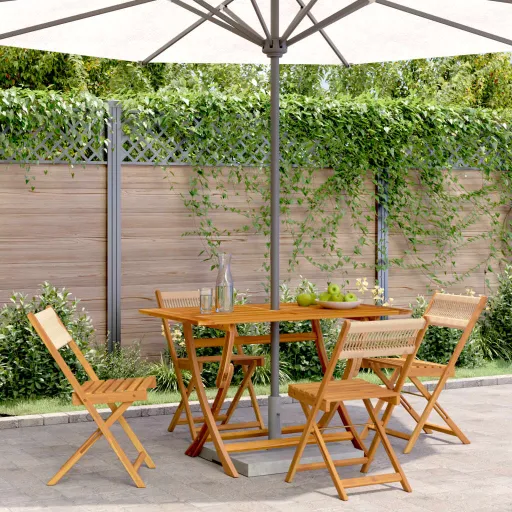 Cadeiras de Jardim Dobráveis   Madeira de Acácia Maciça Bege (4 pcs)