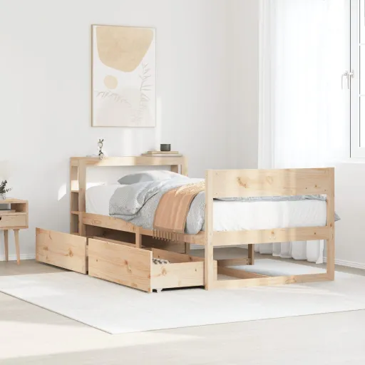 Cama Sem Colchão 75x190 cm Madeira de Pinho Maciça