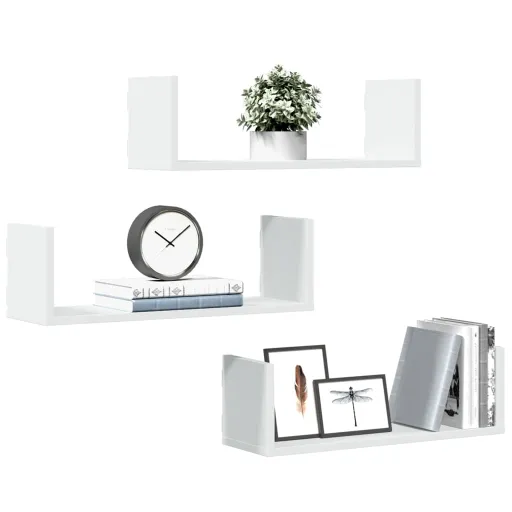 Prateleiras de Parede   58x18x18cm Derivados Madeira Branco (3 pcs)