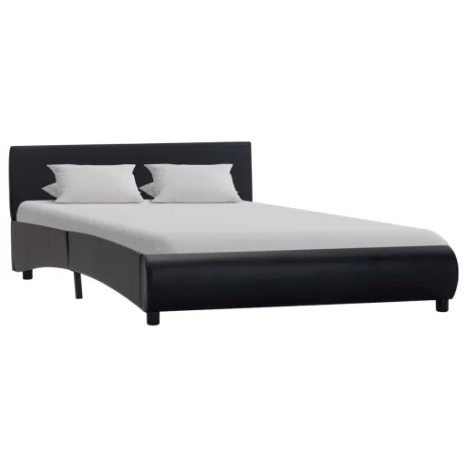 Estrutura de Cama 140x200 cm Couro Artificial Preto
