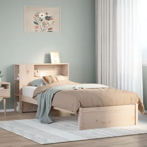 Cama com Estante Sem Colchão 90x200 cm Pinho Maciço