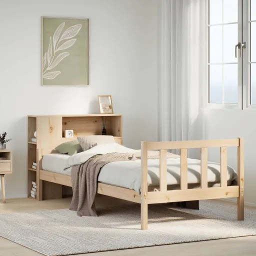 Cama com Estante Sem Colchão 90x190 cm Pinho Maciço