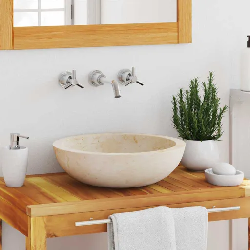Lavatório 40x12 cm Mármore Creme