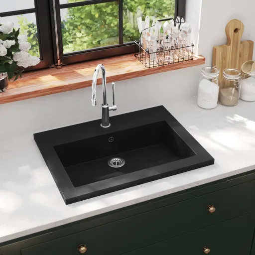 Lavatório de Granito 600x450x120 mm Preto