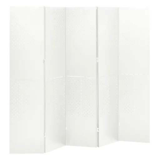 Divisória de Quarto com 5 Painéis Aço 200x180 cm Branco
