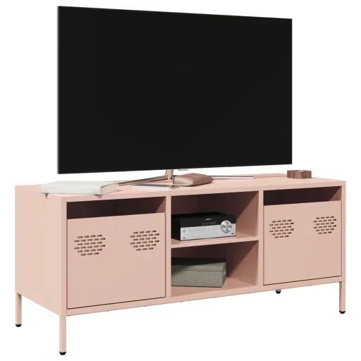 Móvel de TV 101,5x39x43,5 cm Aço Laminado a Frio Rosa
