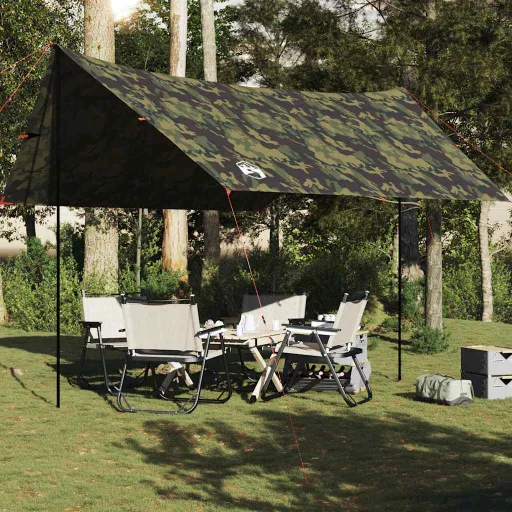 Lona de Campismo 462x306x211 cm Impermeável Camuflagem