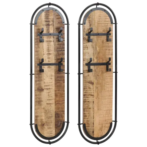 Bengaleiros de Parede c/ 4 Ganchos   Mangueira Áspera Maciça (2 pcs)