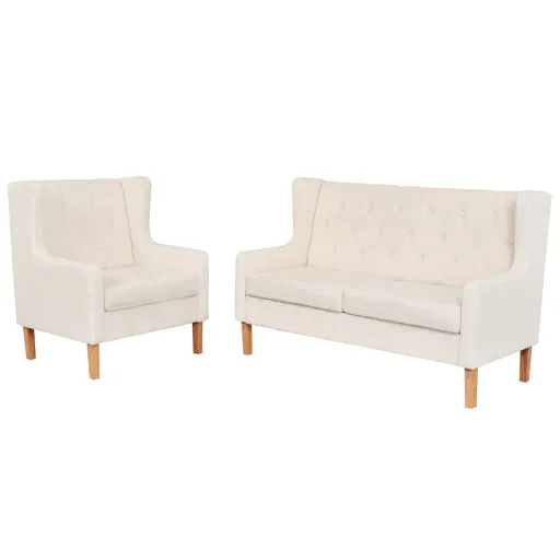 Conjunto de Sofás   Tecido Branco Nata (2 pcs)