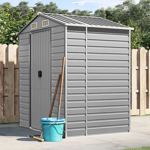 Abrigo de Jardim 191x130x198 cm Aço Galvanizado Cinzento-Claro
