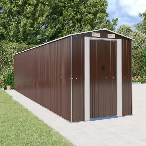 Abrigo de Jardim 192x772x223 cm Aço Galvanizado Castanho-Escuro