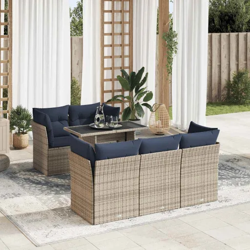 Conjunto Sofás Jardim com Almofadões PE/Acácia Cinzento (6 pcs)