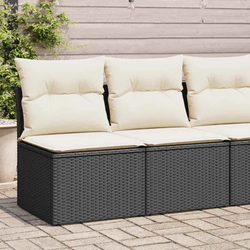 Conjunto Sofás Jardim c/ Almofadões Vime PE/Acácia Preto (2 pcs)