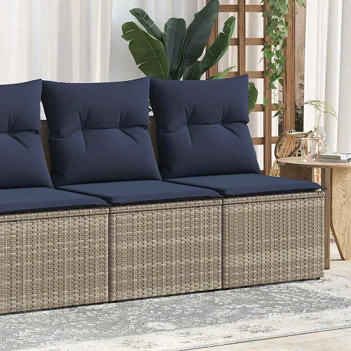 Conjunto Sofás Jardim Almofadões Vime PE/Acácia Cinzento (2 pcs)