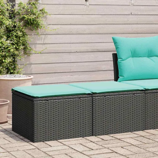 Conjunto Sofás Jardim c/ Almofadões Vime PE/Acácia Preto (2 pcs)