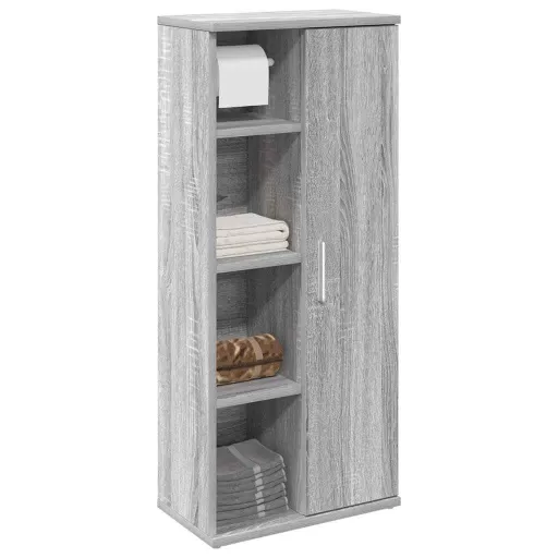 Móvel p/ Casa Banho c/ Suporte Rolos 39x22x90 cm Sonoma Cinza