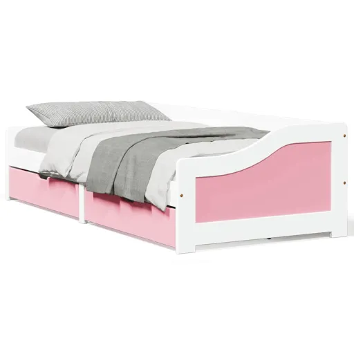 Sofá-Cama com 2 Gavetas Sem Colchão 90x200 cm IRUN Branco&Rosa