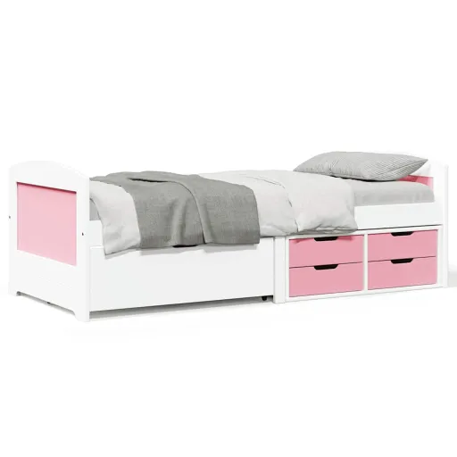 Sofá-Cama com 5 Gavetas Sem Colchão 90x200 cm IRUN Branco&Rosa
