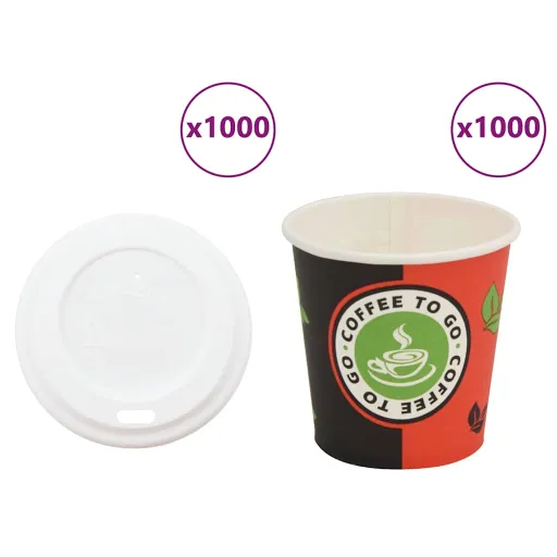 Copos de Café de Papel com Tampas   4oz 120ml (1000 pcs)