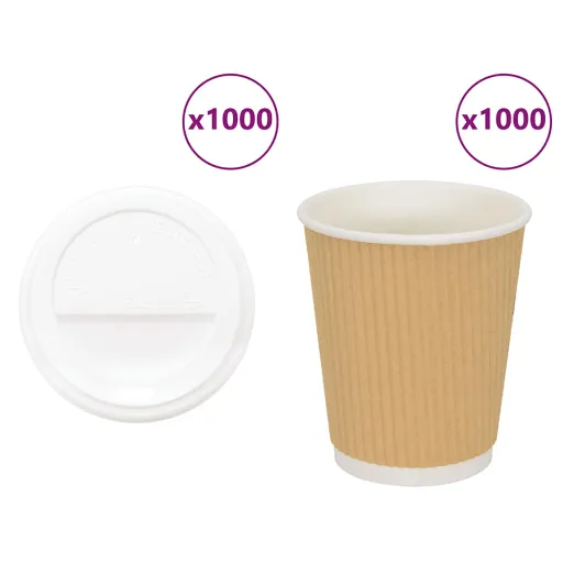 Copos de Café de Papel com Tampas   8oz 200ml (1000 pcs)