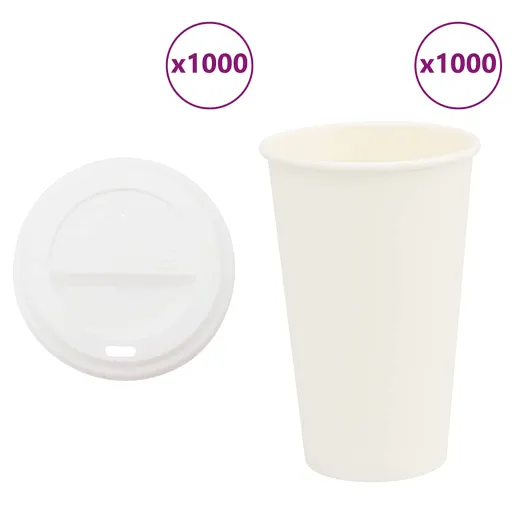 Copos de Café de Papel com Tampas   16oz 400ml (1000 pcs)