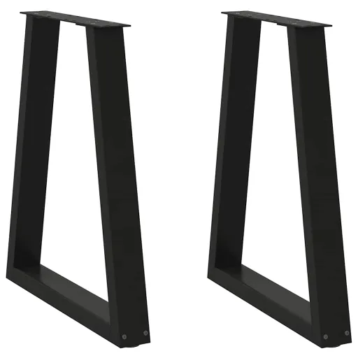 Pés para Mesa de Jantar em Formato de V, 2 Peças, Preto, 60x(72-73,3) cm, Aço