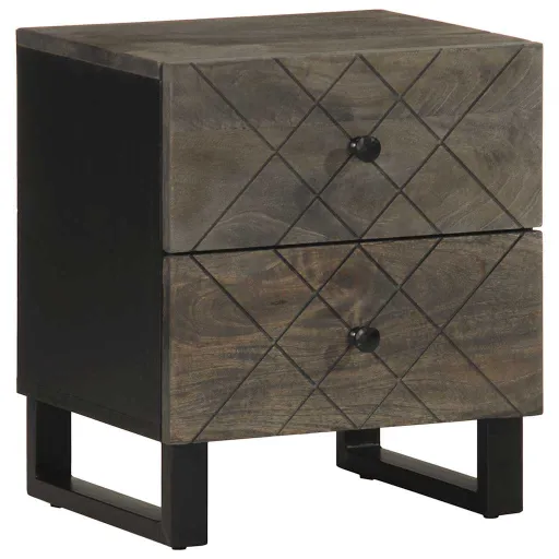 Mesa de Cabeceira 40x33x46 cm Madeira de Mangueira Maciça Preto