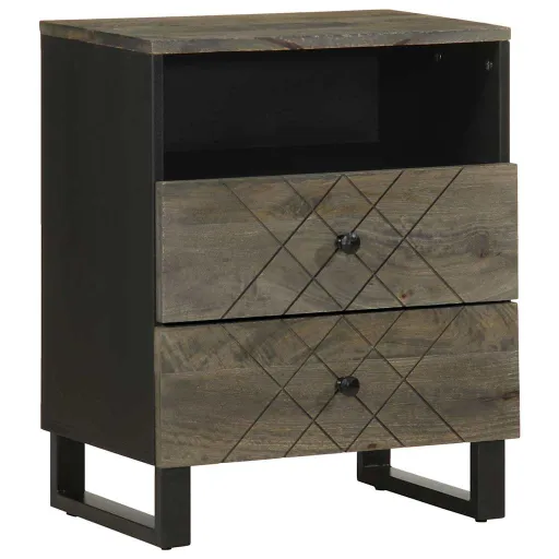 Mesa de Cabeceira Preto 50x33x62 cm Madeira de Mangueira Maciça