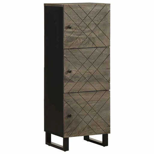 Aparador Alto 40x33x110 cm Madeira de Mangueira Maciça Preto