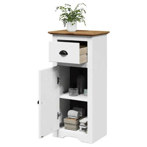 Armário de Casa de Banho BODO 44x30x90 cm Branco e Castanho