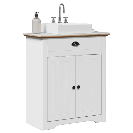 Armário de Lavatório BODO Branco e Castanho 70x35x80 cm