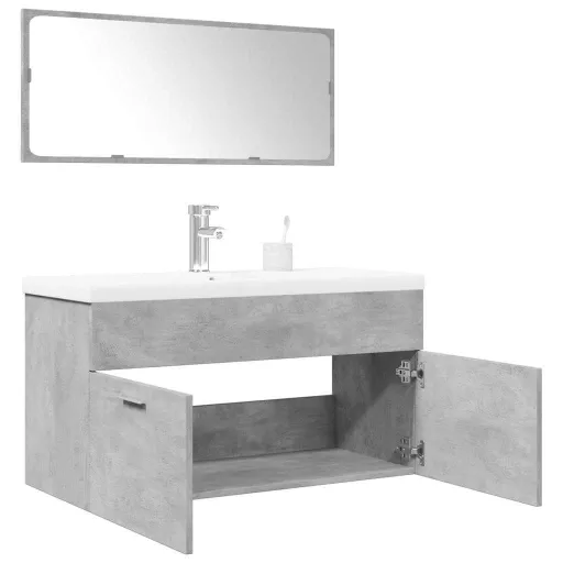 Conj. Móveis Casa Banho Derivados Madeira Cinza Cimento (3 pcs)