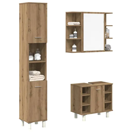 Móveis de Casa de Banho Deriv. Madeira Carvalho Artisiano (3 pcs)