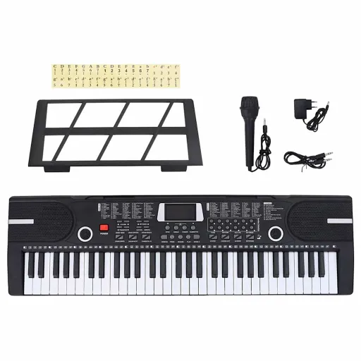 61 Teclas Piano Teclado Elétrico com Suporte de Música