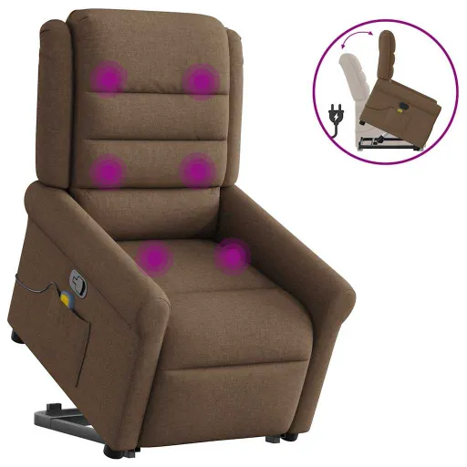 Poltrona Reclinável Massagens Tecido Castanho